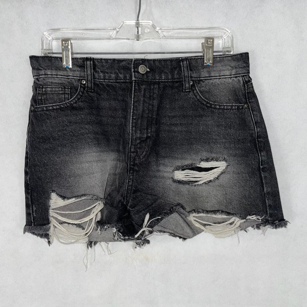 NOBO Faded Black Distressed High Rise Cut-off Denim Jean Shorts Size 9